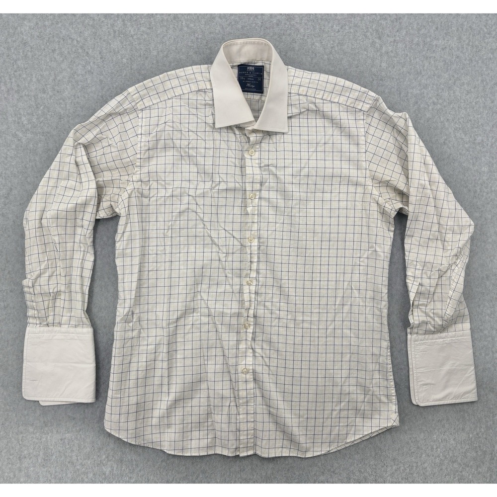 Hawes & Curtis St James Slim Fit French Cuff Check Dress Shirt 16.5 34